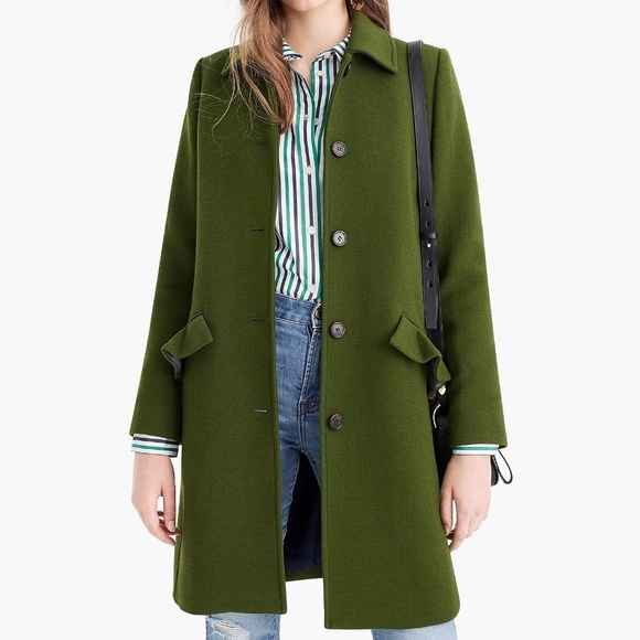 J. Crew Jackets & Blazers - NWT J.Crew Topcoat with Ruffle Pockets in Pine